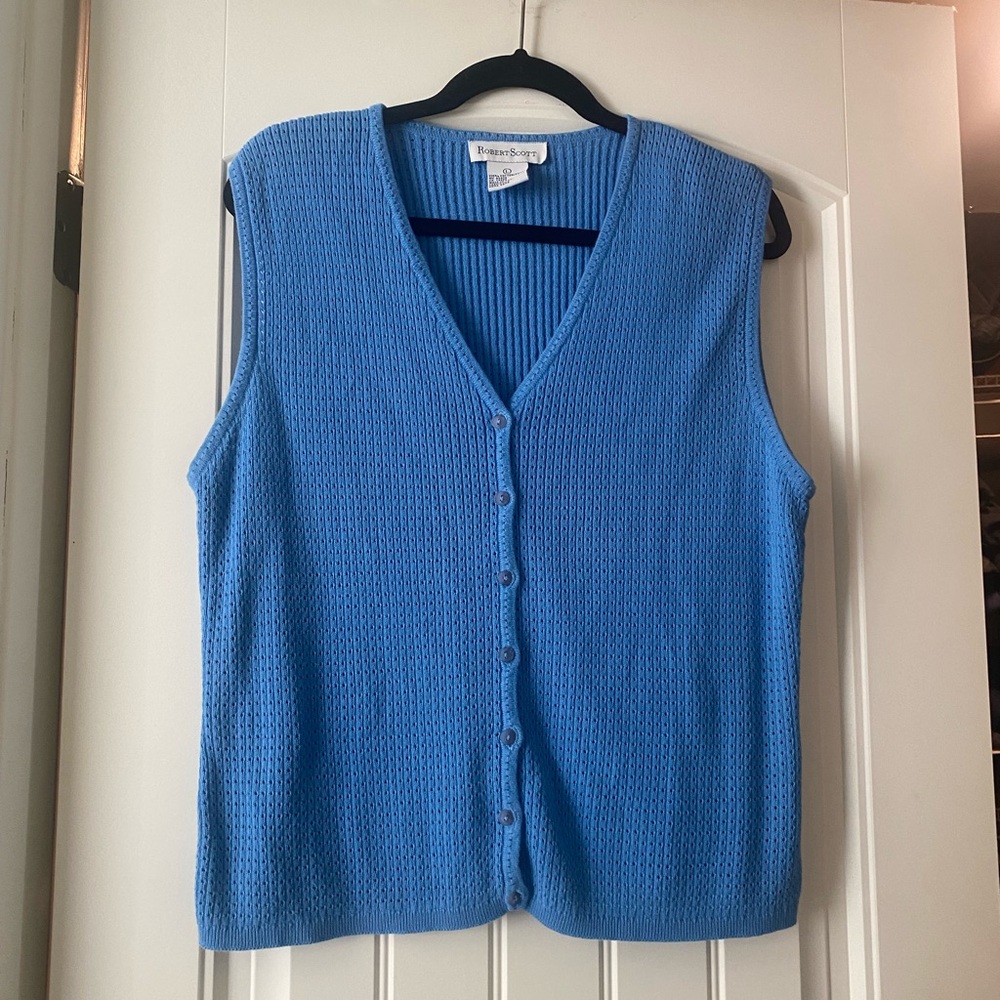Vintage vtg blue knit sweater vest